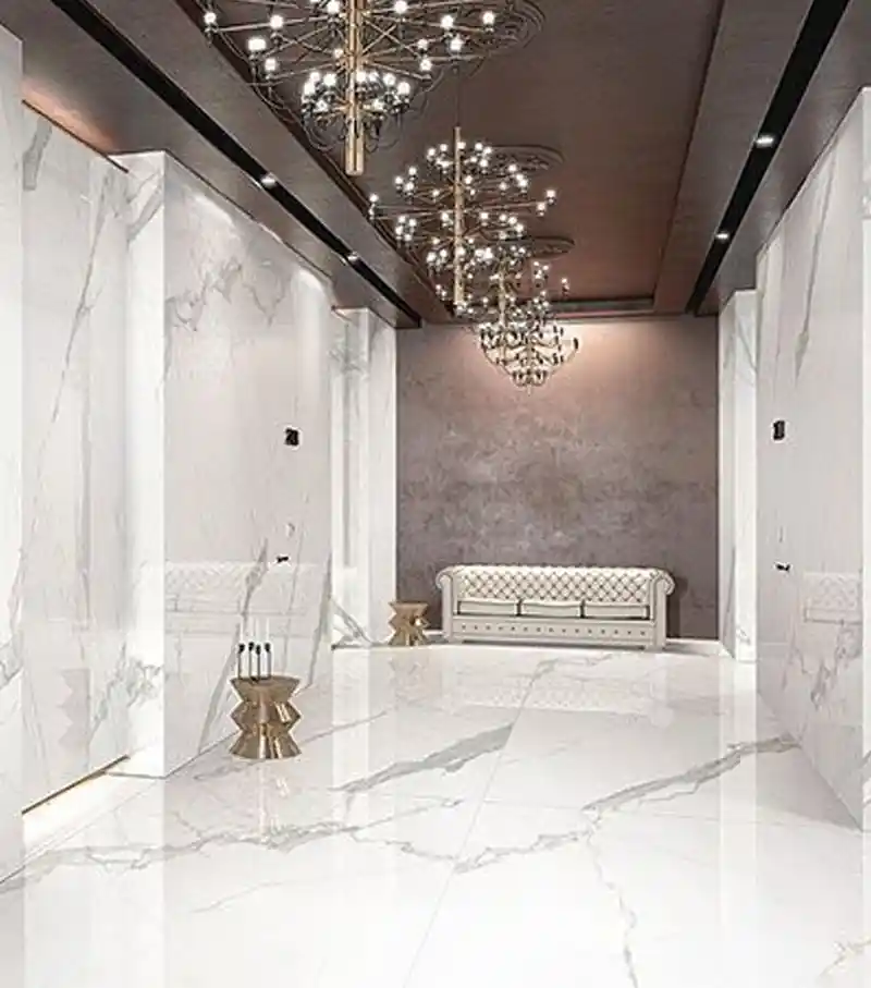 statuario marble flooring and wall application